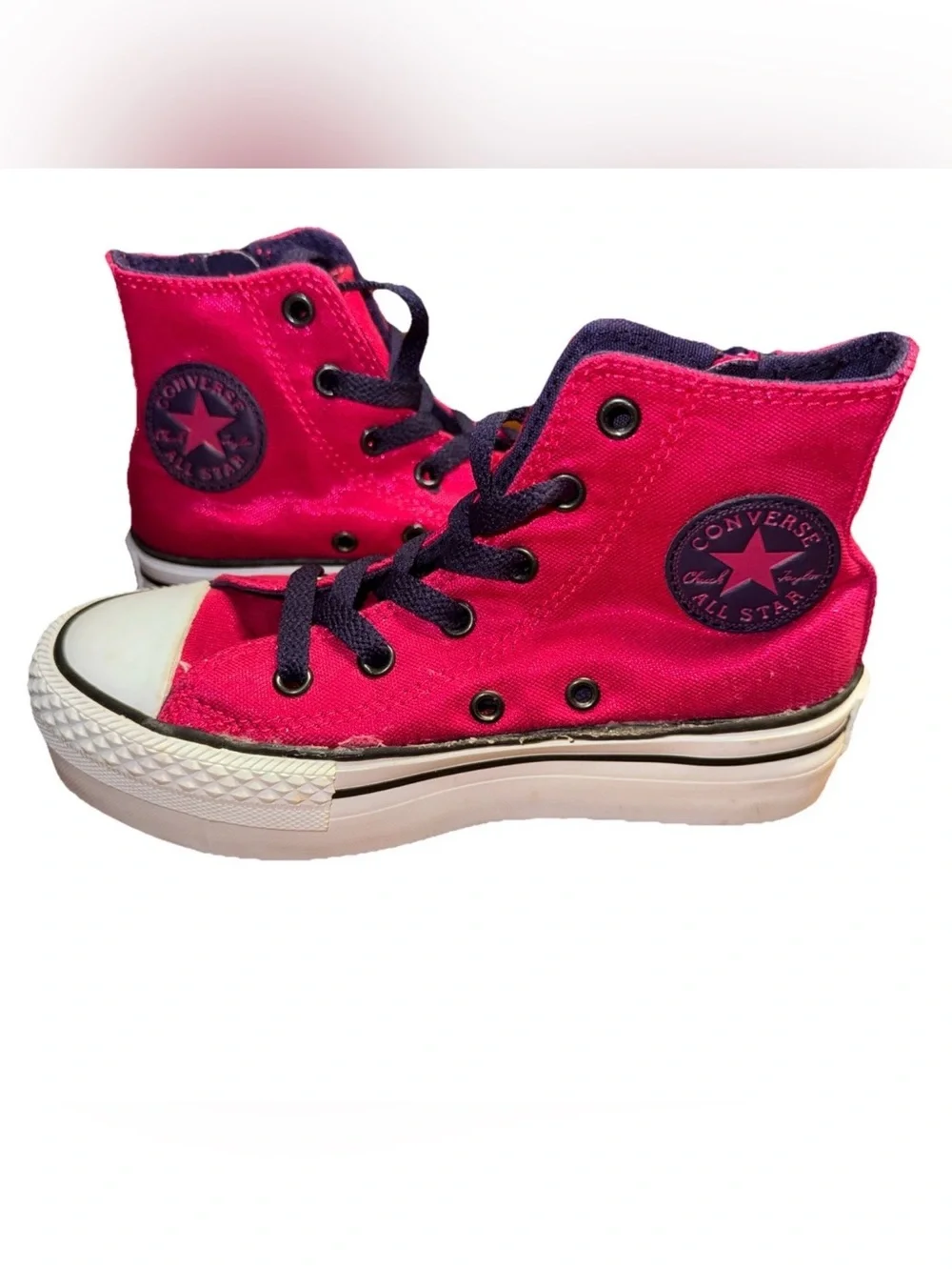 Converse All Star Hot Pink Side Zip Platform Hi‎ Top Sneakers Youth Size 13 READ